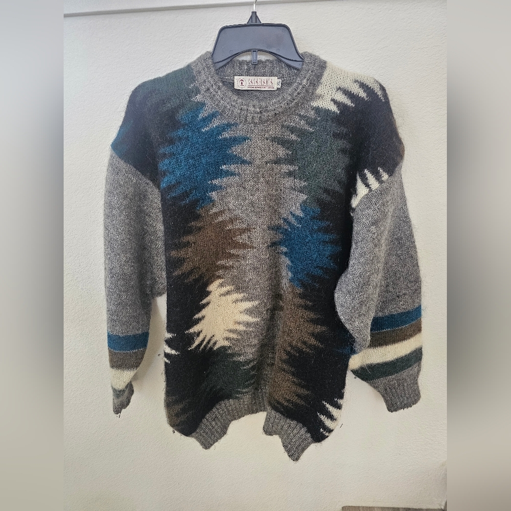 Casablanca From Oswal Knit India Chunky Geometric Wool Blend Sweater – Size XL​